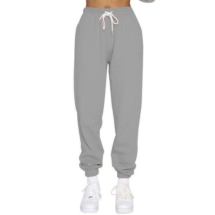 Sporty high-waisted jogger pants for women with drawstring Lune London