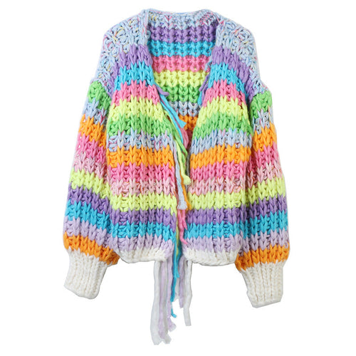 Lune London | Warmer stylish knit cardigan in rainbow colors