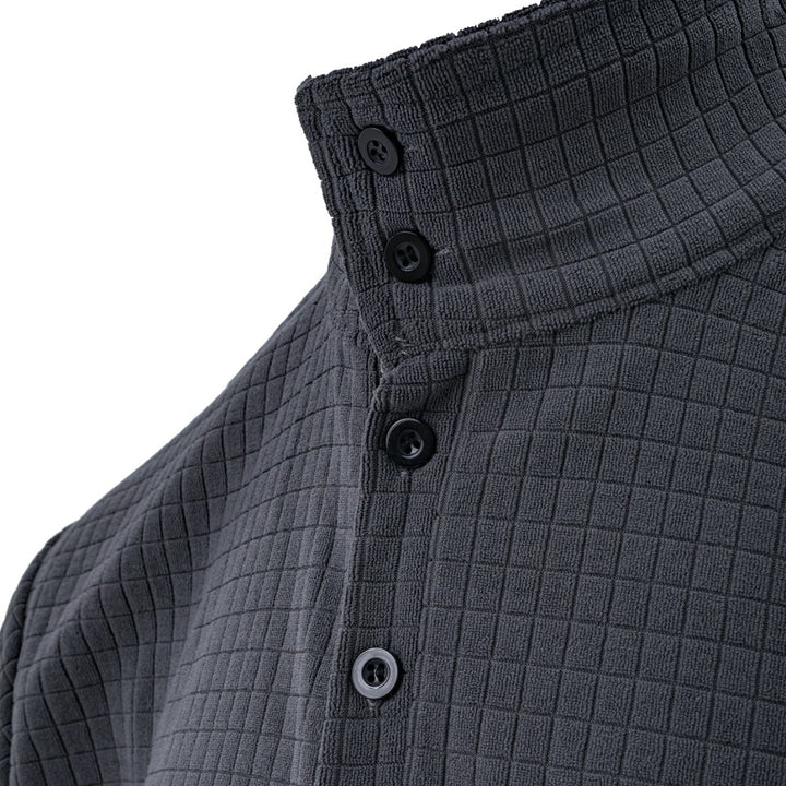 Men's Long Sleeve Polo with Structured Surface Lune London