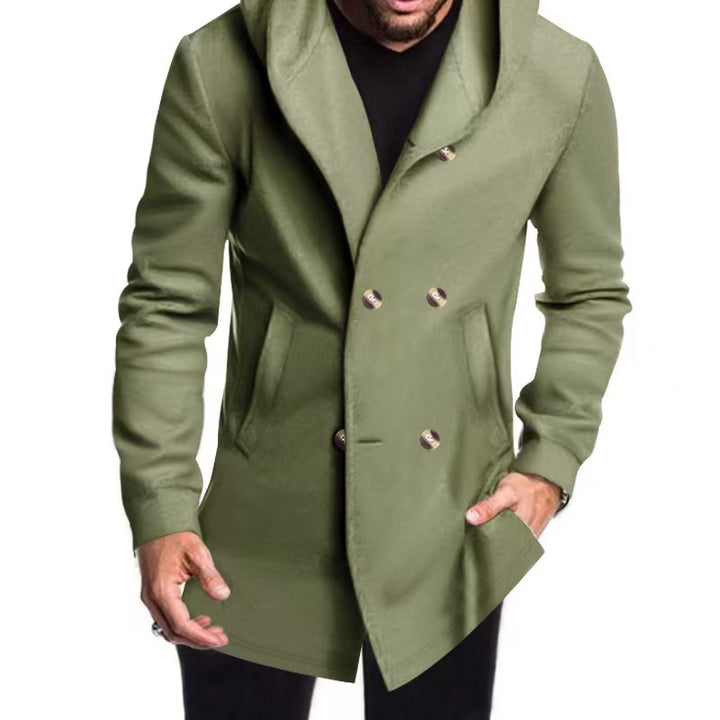 Fashionable men's coat with hood and double-breasted buttons Lune London