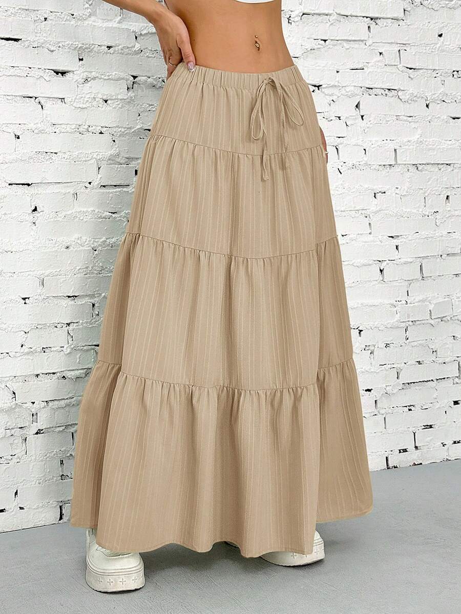 Maxi skirt for women with voluminous ruffle details and an elastic waistband Lune London
