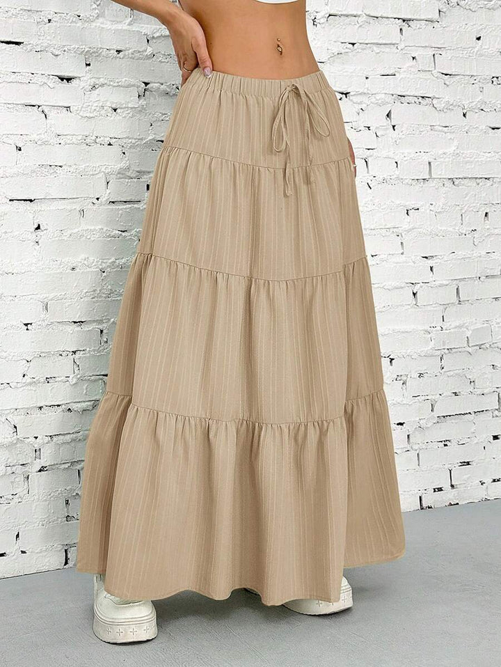 Maxi skirt for women with voluminous ruffle details and an elastic waistband Lune London