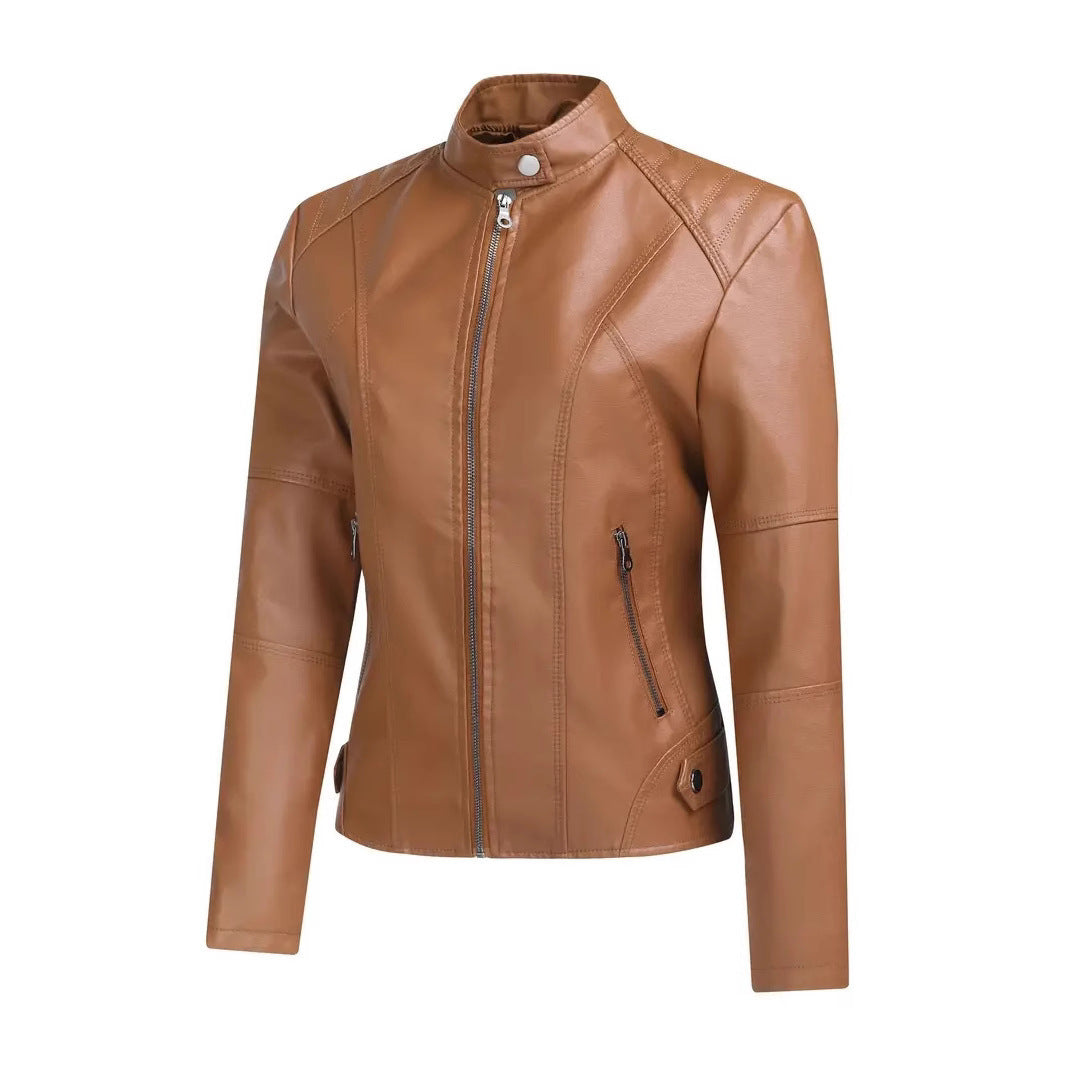 Trendy faux leather jacket for women with a modern cut and an asymmetrical zipper Lune London