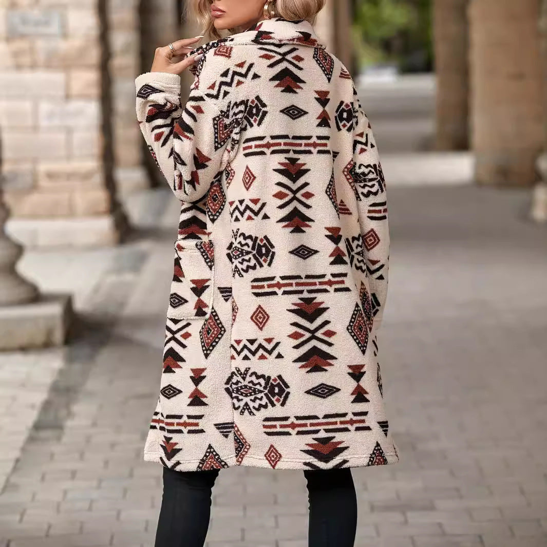 Lune London women's teddy jacket with a unique geometric pattern