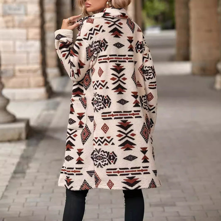Lune London women's teddy jacket with a unique geometric pattern