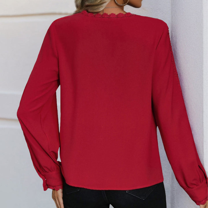 Elegant blouse for women with lace accents and button placket Lune London