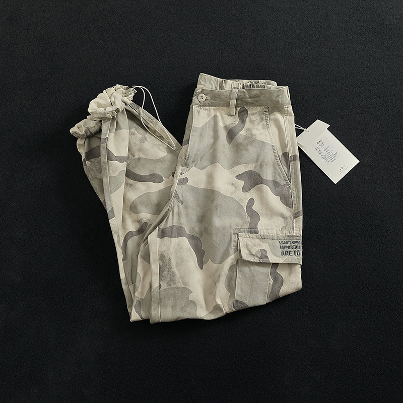 Cargo pants for women with versatile pockets and modern camouflage design Lune London
