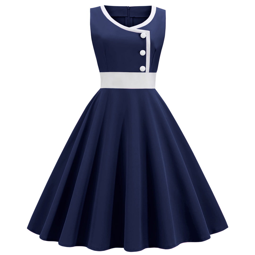 Robe swing femme avec une coupe A-line de haute qualité et des détails de boutons élégants Chic & Stil