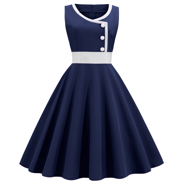 Robe swing femme avec une coupe A-line de haute qualité et des détails de boutons élégants Chic & Stil