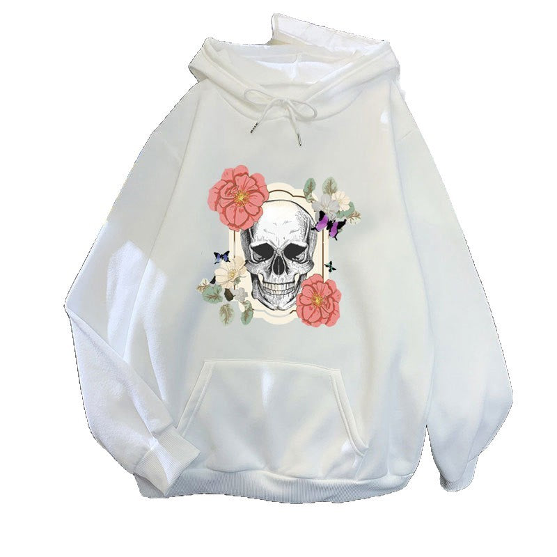 Women's hoodie with detailed skull design and floral print Chic & Stil