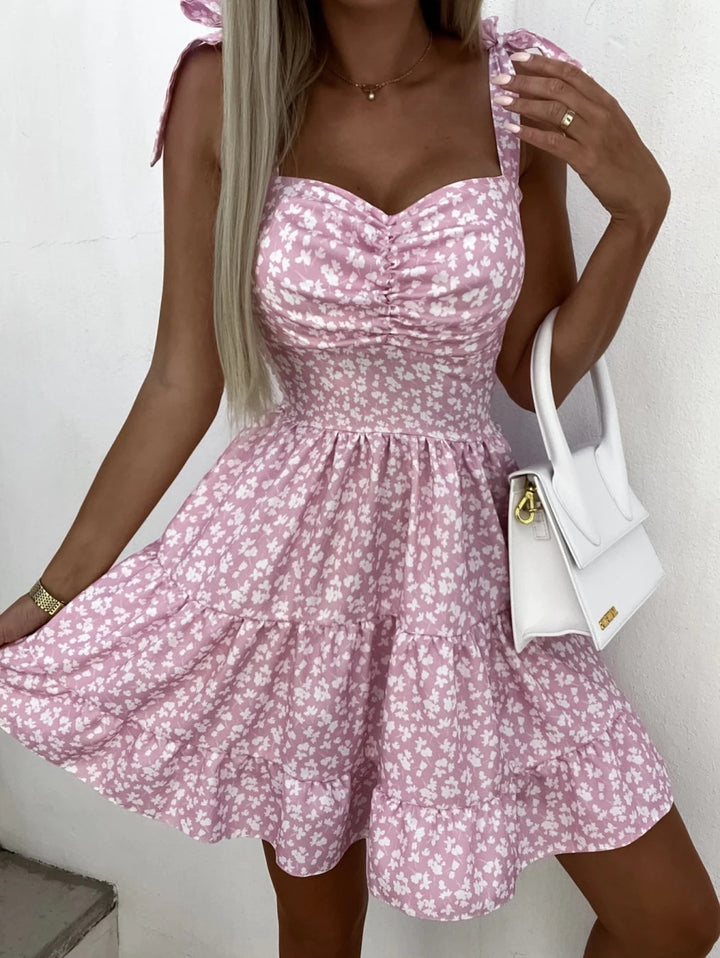 Floral A-Line Mini Dress for Women with Ruffled Hem Lune London