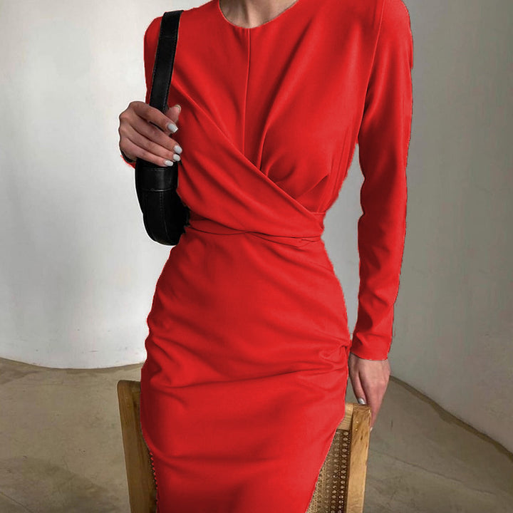 Women Elegant wrap dress with long sleeves and fluid cut Lune London
