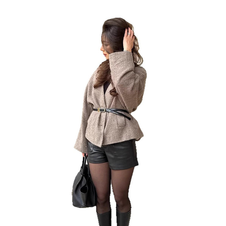 Oversized wool coat for women with belt and wide sleeves Lune London