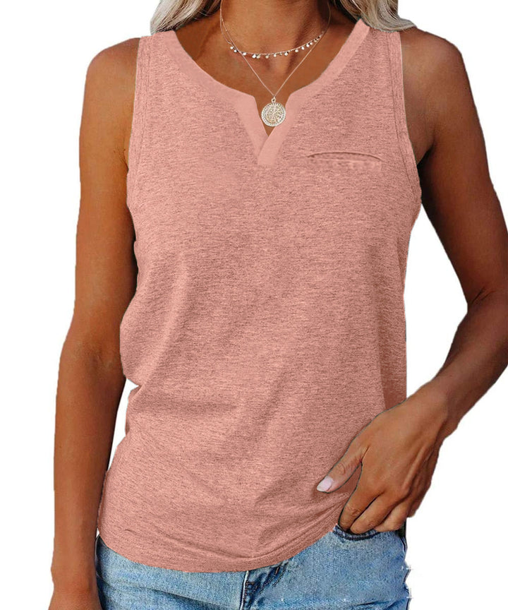 Women's casual V neck tank top with pocket Lune London