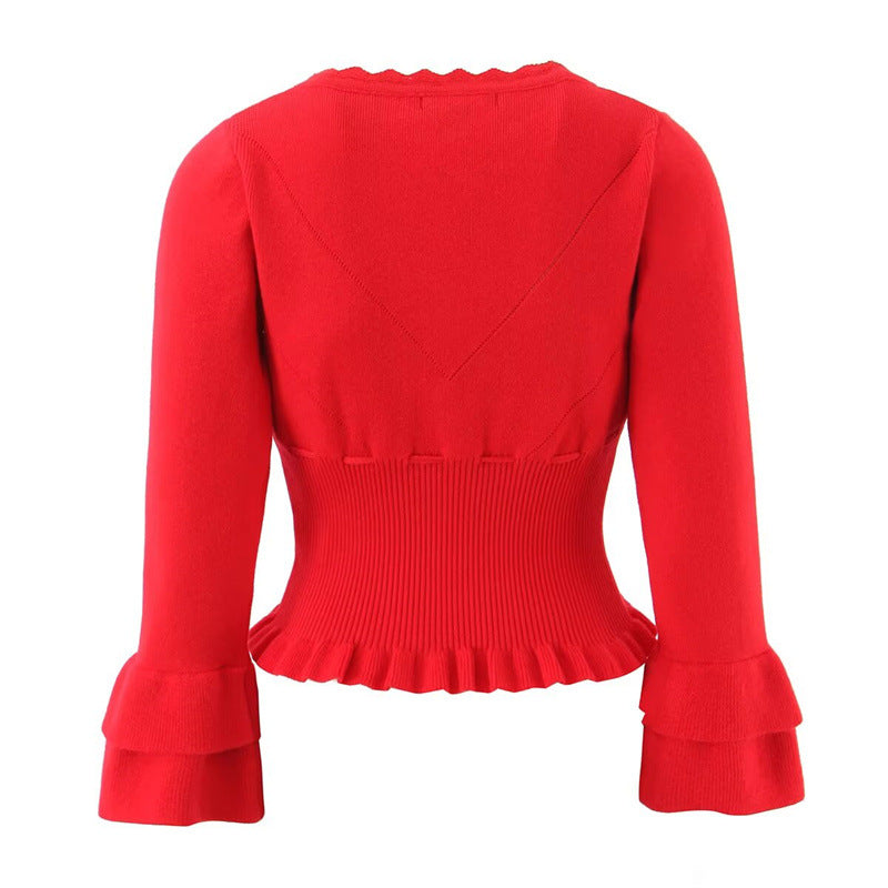 Women's knit jacket with ruffle details and fitted cut Lune London