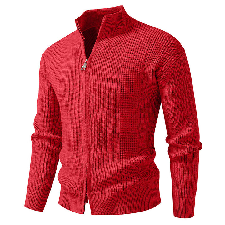 Men's knit jacket with high collar and innovative zipper Lune London