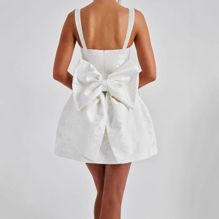 A-line dress for women with floral jacquard pattern and thin straps Lune London