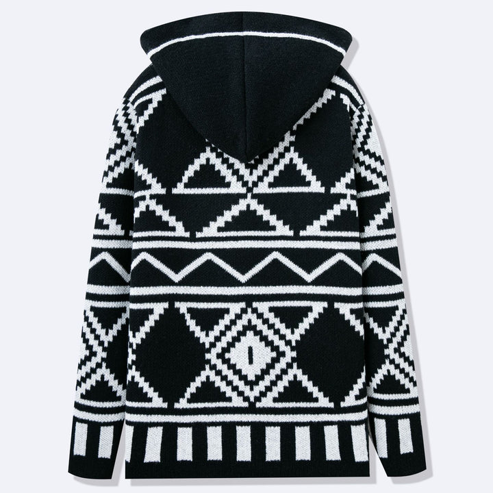 Men's knitted jacket with creative pattern and open front Lune London