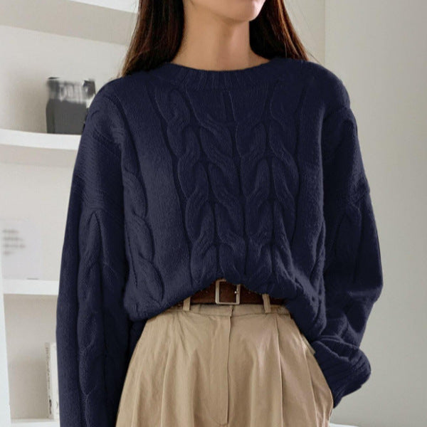 Pull en maille épaisse pour femmes avec motif en câble et coupe décontractée Chic & Stil