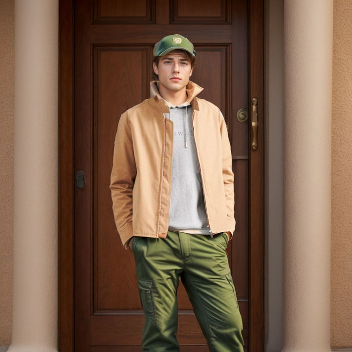 Modern bomber jacket for men with innovative high collar Lune London