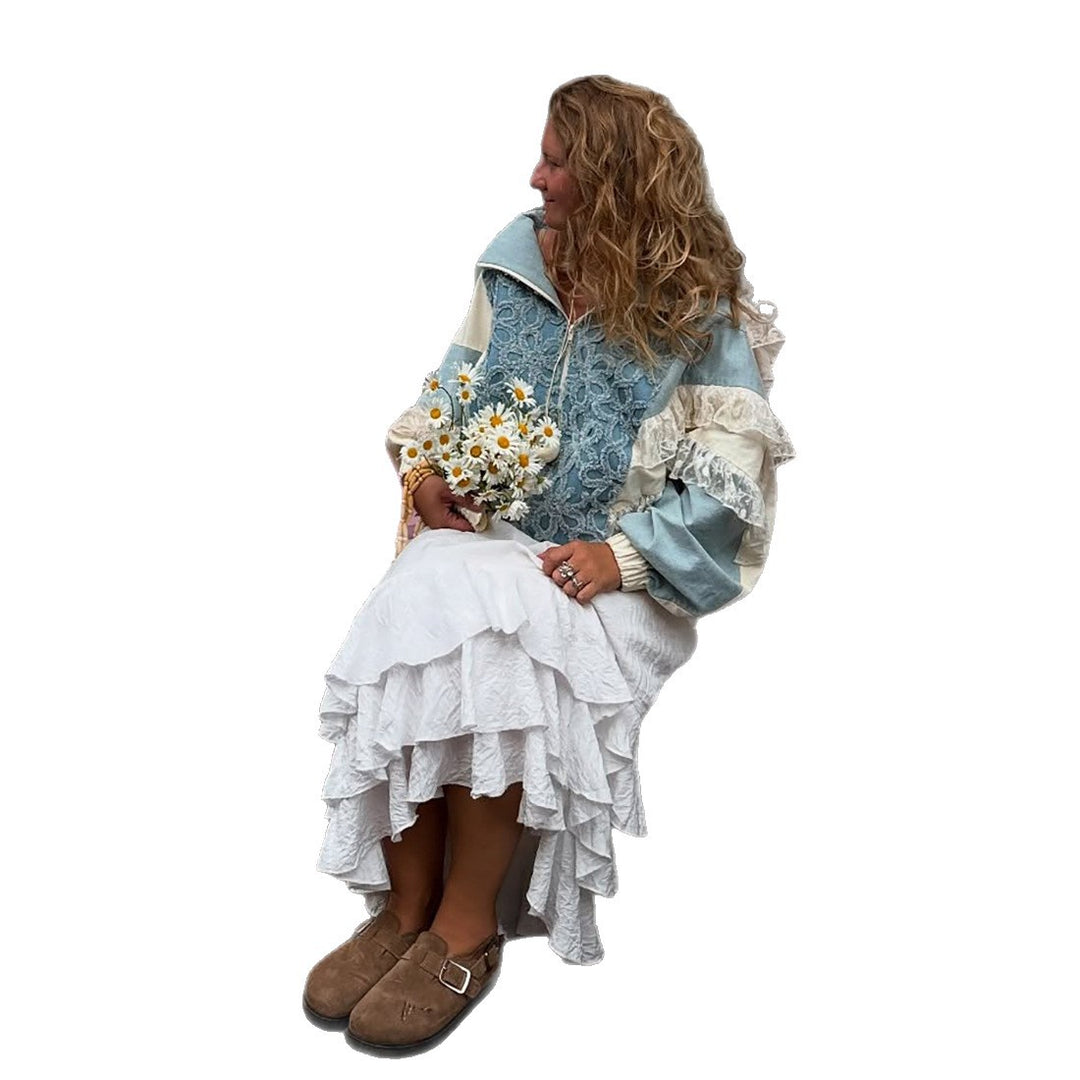 Ladies oversized hoodie with ruffles and exquisite design Lune London