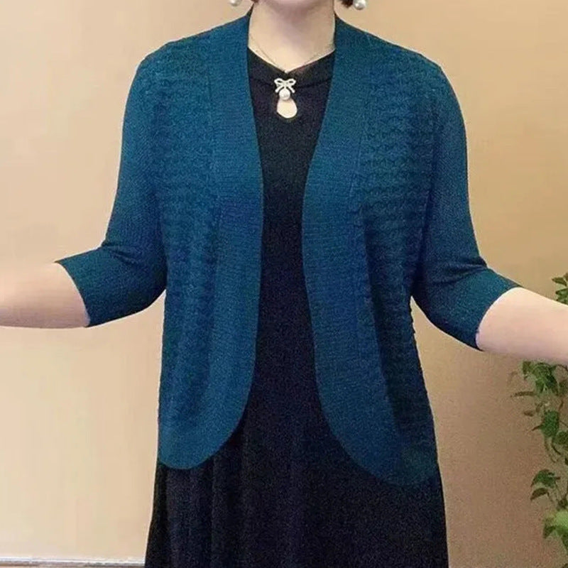 Knit jacket for women with 3/4 sleeves and a textured pattern Lune London