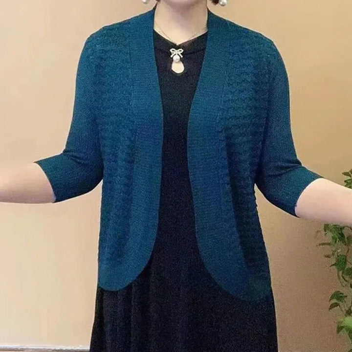 Knit jacket for women with 3/4 sleeves and a textured pattern Lune London
