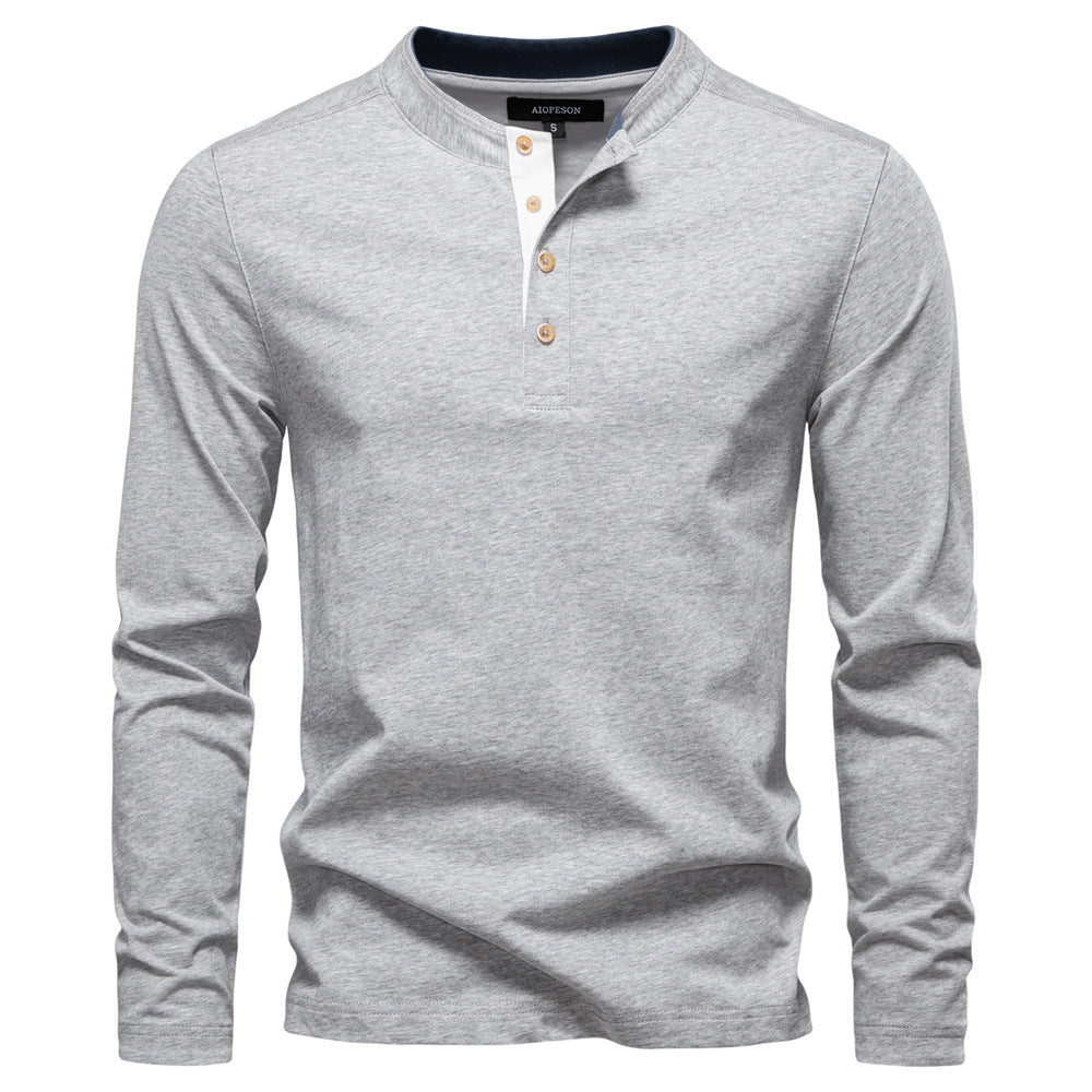 Lune London | Men's Long Sleeve Henley Shirt with Elegant Snap Buttons and Comfortable Fit