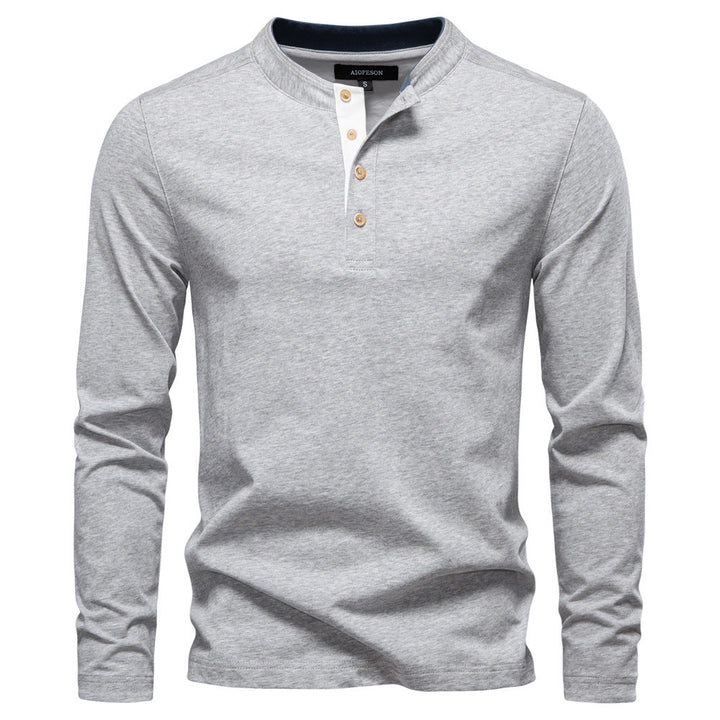 Lune London | Men's Long Sleeve Henley Shirt with Elegant Snap Buttons and Comfortable Fit