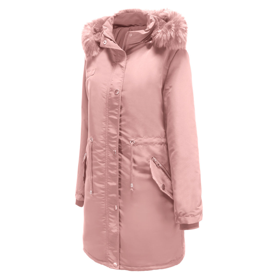 Ladies park jacket with removable faux fur collar and zippered side pockets Lune London