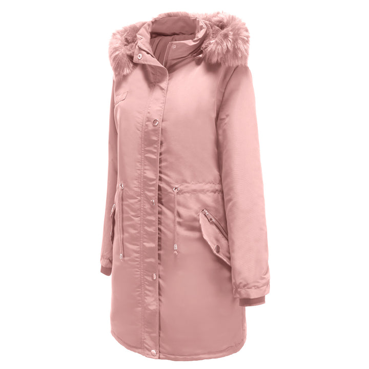 Ladies park jacket with removable faux fur collar and zippered side pockets Lune London