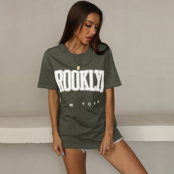 T-shirt surdimensionné pour femmes avec impression tendance Brooklyn Chic & Stil