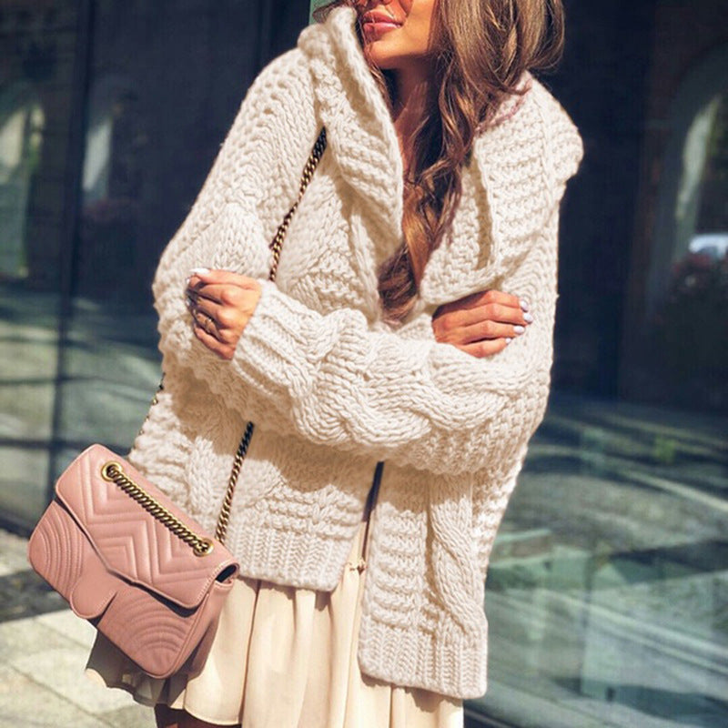 Ladies oversized knitted cardigan with asymmetrical cut and oversized sleeves Lune London