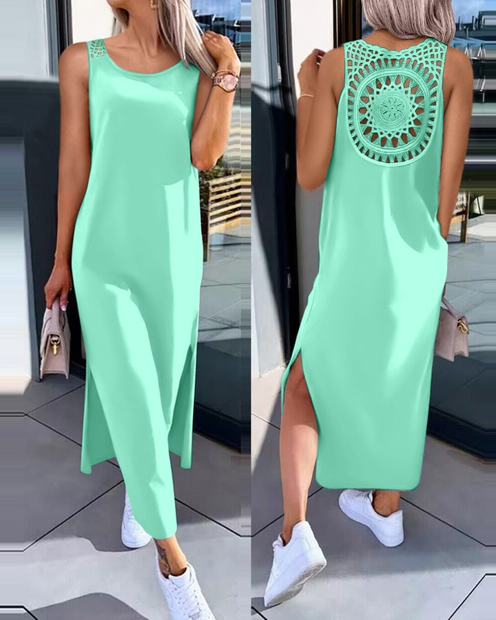 Lune London Boho Back Crochet Maxi Dress for Women
