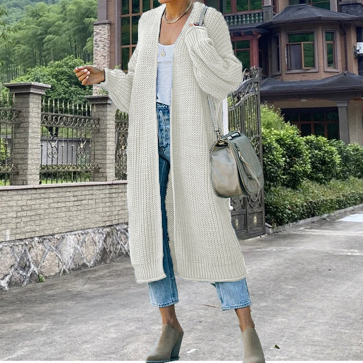 Long knit coat for women with open front and relaxed fit Lune London