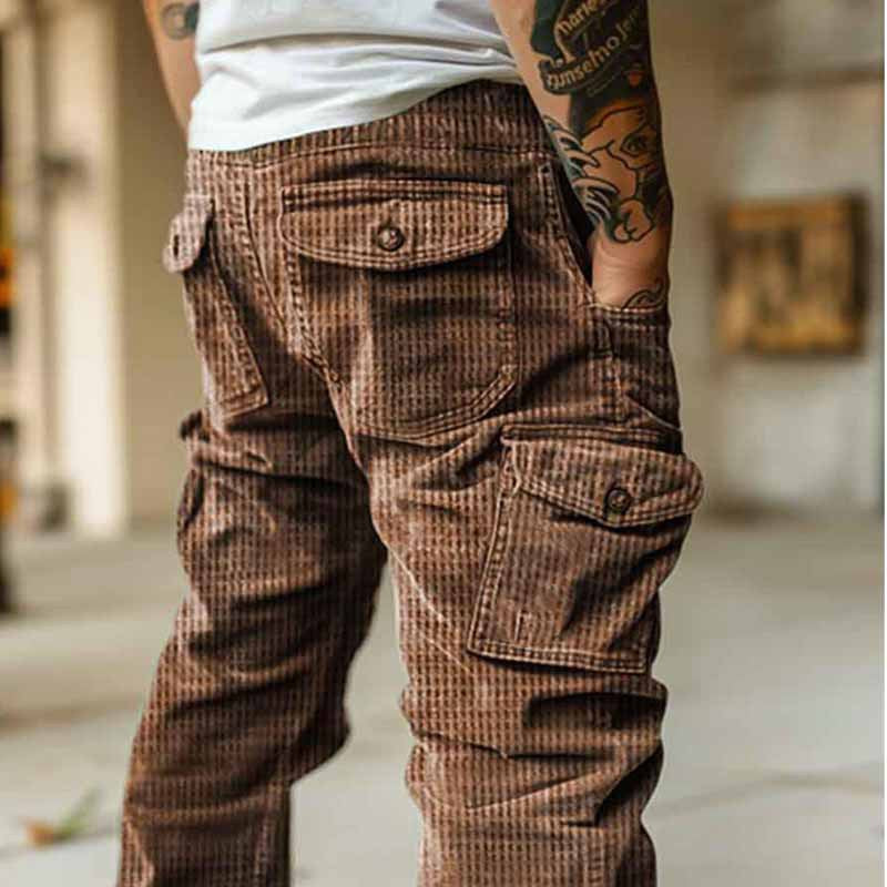 Men's cargo pants with pockets and ribbed texture Lune London