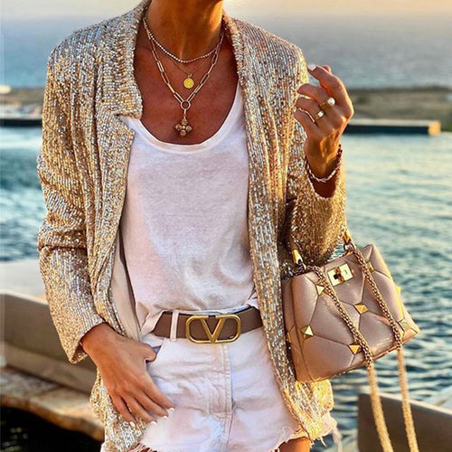 Women's cardigan with shimmering effect and loose fit