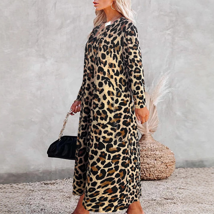 Ladies Chic Leopard Print Maxi Dress Lune London