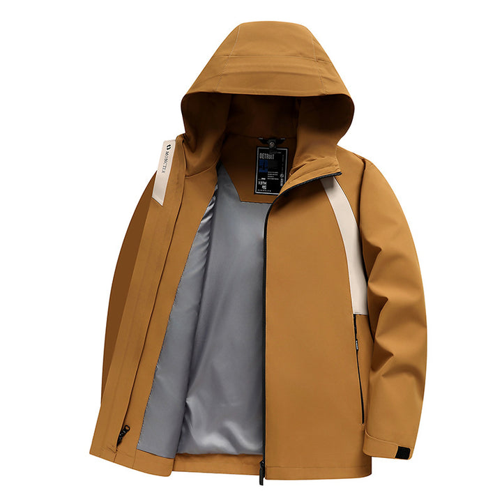 Multifunctional outdoor jacket for men with removable hood Lune London