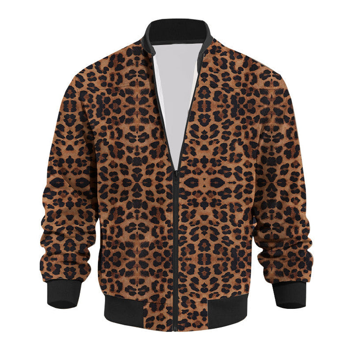 Lune London | Men's bomber jacket in leopard print with zipper and elastic cuffs