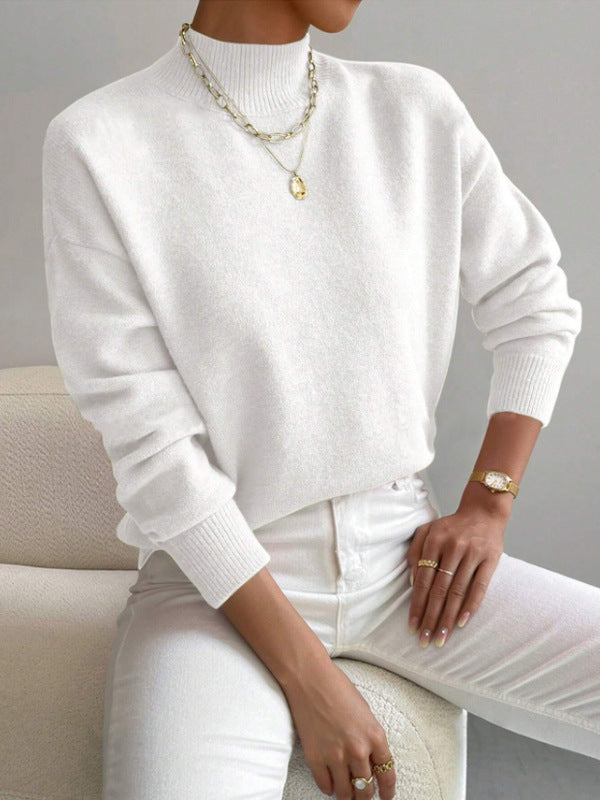 Sweater pour femmes avec col montant et matériau doux Chic & Stil
