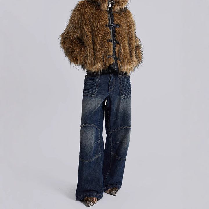 Ladies Clothing in soft printed faux fur with hood Lune London