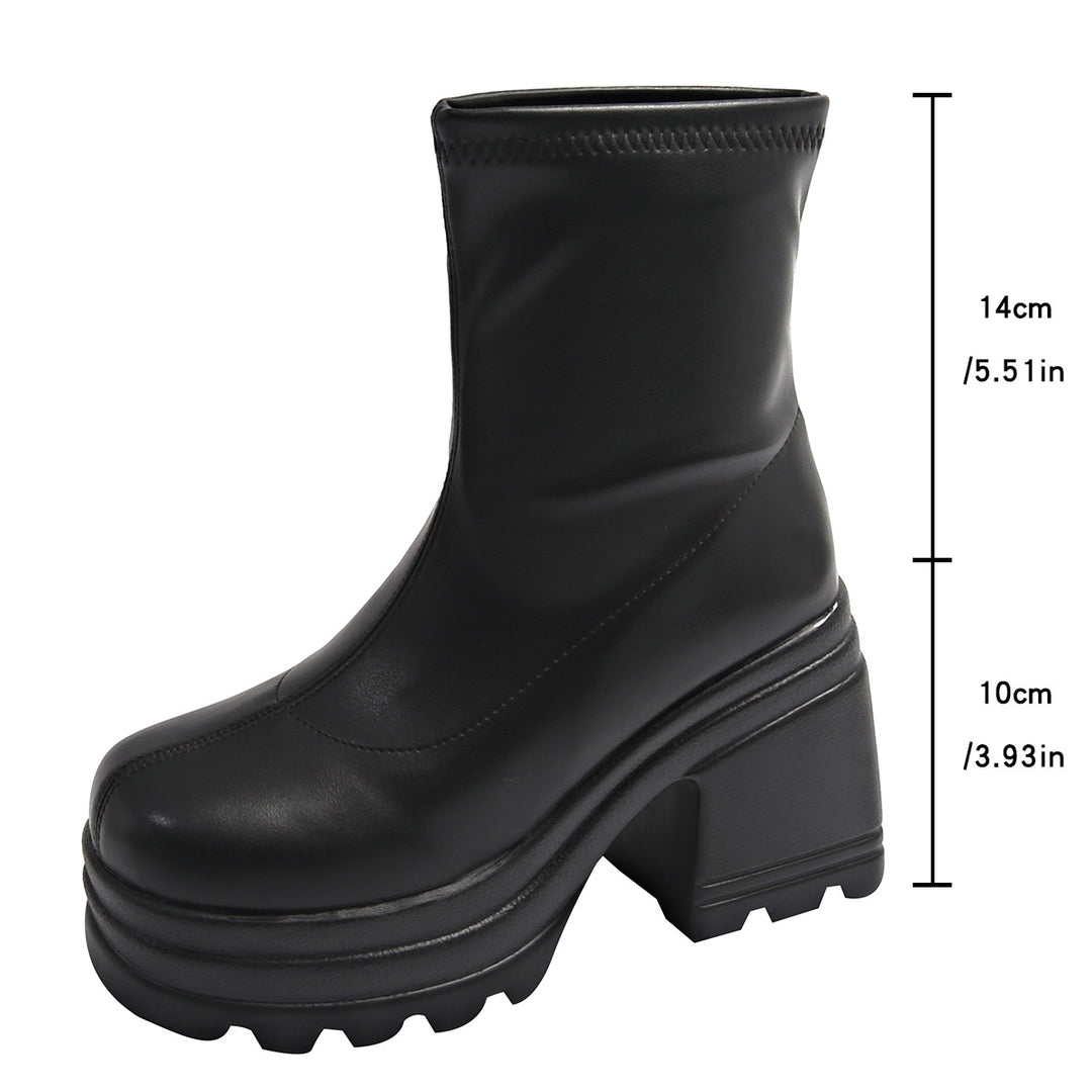 Trendy high shaft boots for women with a wide block heel Lune London