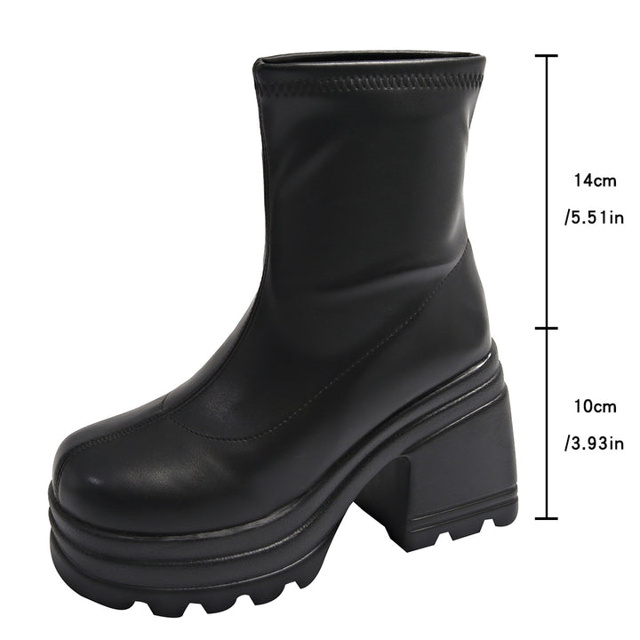 Trendy high shaft boots for women with a wide block heel Lune London