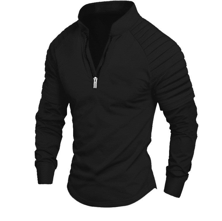 Men's long sleeve sports T-shirt with high collar and zipper Lune London