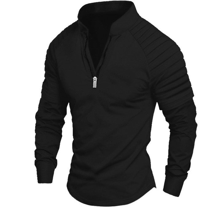 Men's long sleeve sports T-shirt with high collar and zipper Lune London