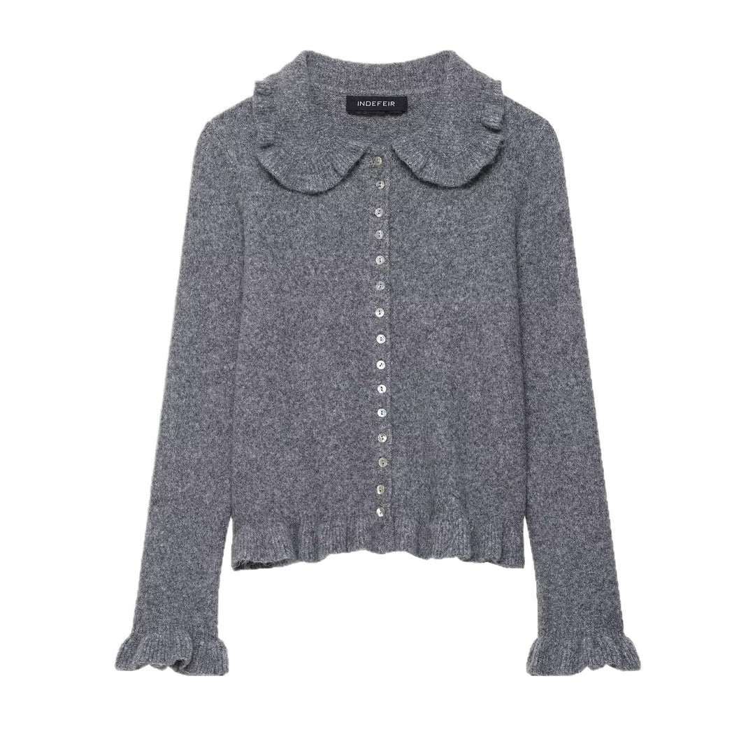 Women's cardigan with collar and decorative button closure Lune London