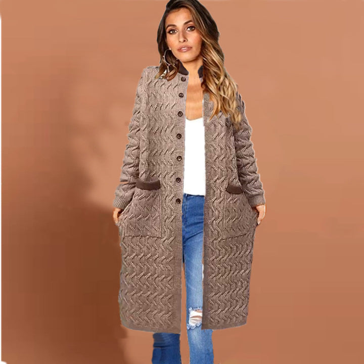 Knitted coat for women with deep pockets and button details Lune London
