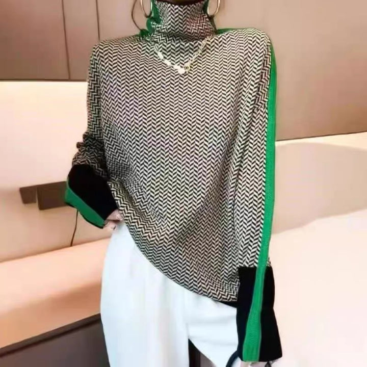 Women High Quality Rhinestone Sweater with Zigzag Pattern Lune London
