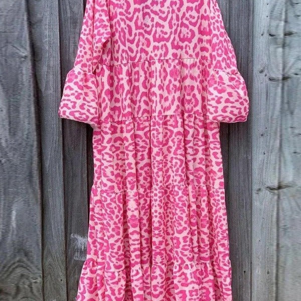 Women’s maxi dress in elegant leopard print Lune London